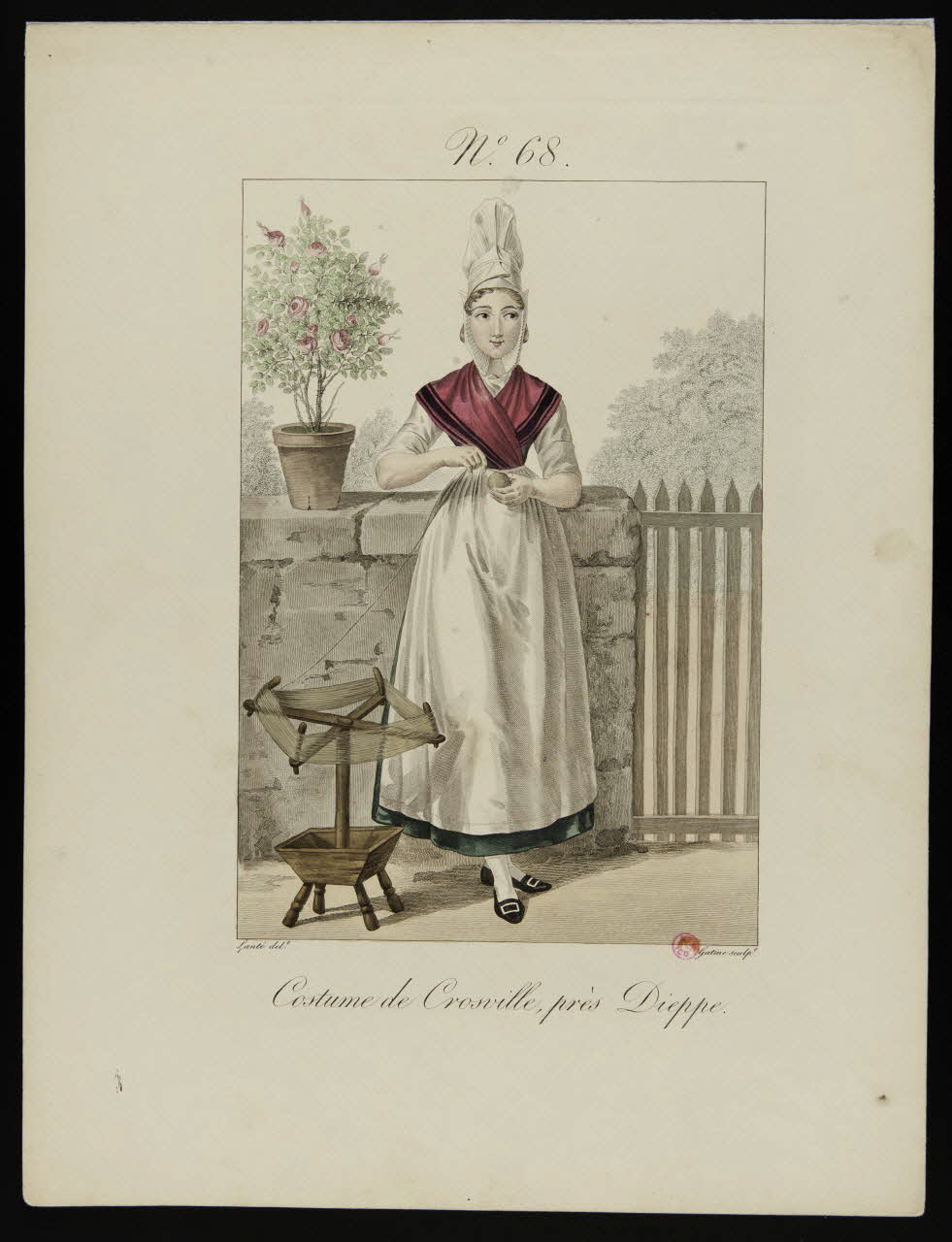 Georges-Jacques Gatine ; Louis-Marie Lanté ; Crapelet (impri partie d'un ensemble d'estampes Costume de Crosville, près Dieppe. Paris 1827 1938.1.40 Photo