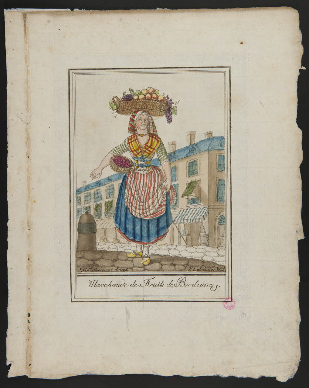 Labrousse L. ; André Grasset de Saint-Sauveur ; Gihaut frères (imprime imagerie ancienne Marchande de Fruits de Bordeaux. Paris 1796 1938.1.6 Photo