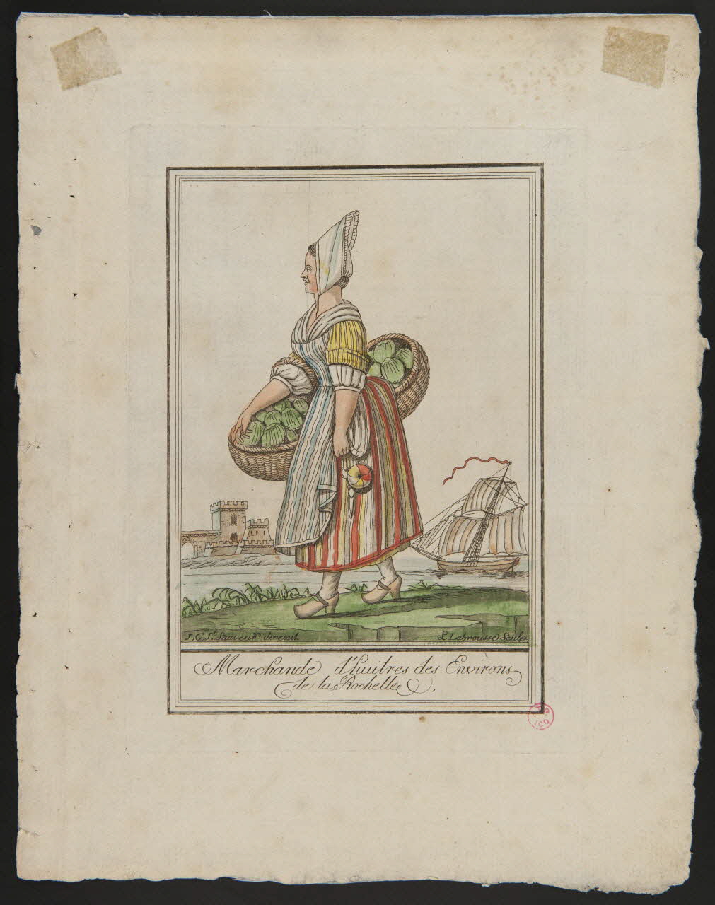 Labrousse L. ; Michel Pigelet imagerie ancienne Marchande d'huitres des Environs  de la Rochelle. Paris 1796 1938.1.9 Photo