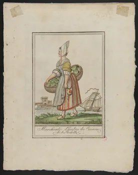 Labrousse L. ; Michel Pigelet imagerie ancienne Marchande d'huitres des Environs  de la Rochelle. Paris 1796 1938.1.9 Photo