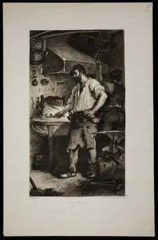 Masson A. ; Alfred A. Cadart estampe INTERIEUR DE FORGE. Paris 1863 1938.11.108  Photo