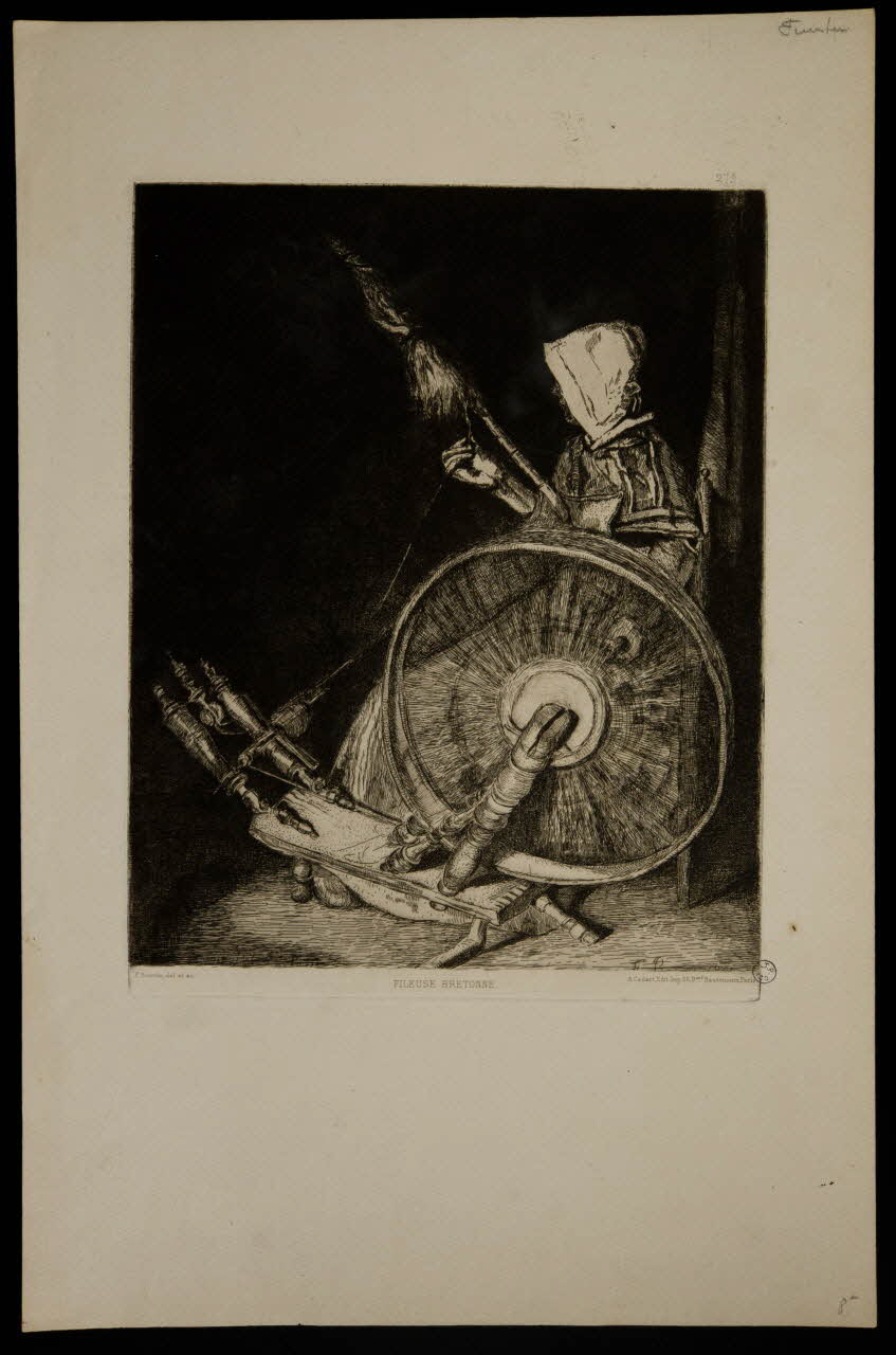 Bonvin François ; Alfred A. Cadart estampe FILEUSE BRETONNE. Paris 1875 1938.11.109 Photo