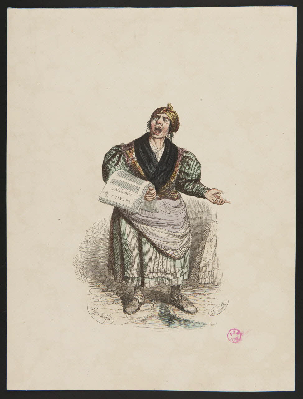Gérard Jean Ignace Isidore ; Granville ; Stypulkowski ; Ferr partie d'un ensemble d'estampes Crieuse de journaux Paris 1840-1842 1938.11.11 Photo
