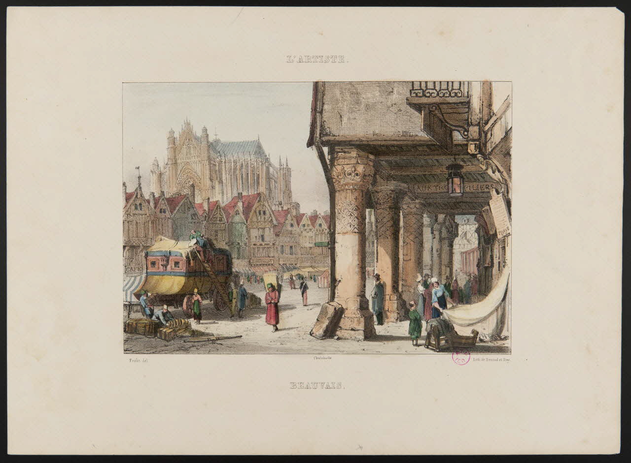 Pierre-Joseph Challamel ; Prout ; Benard et Frey partie d'un ensemble d'estampes L'ARTISTE.  BEAUVAIS. Paris 1837 1938.11.14 Photo