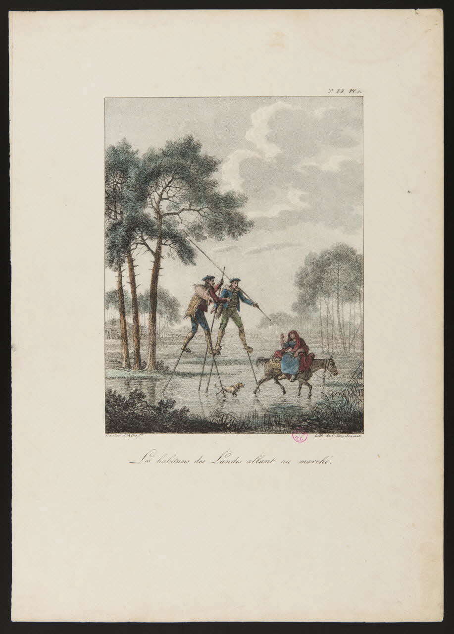 Godefroy Engelmann ; Bacler d'Albe Louis (d'après estampe Les habitants des Landes allant au marché. Paris 1814-1839 1938.11.15 Photo