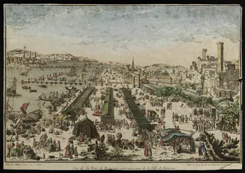 Maillet A. ; Loyer vue d'optique Vue de la Foire de Beaucaire, avec une partie de la Ville de Tarascon. 1755-1765 1938.11.17 Photo