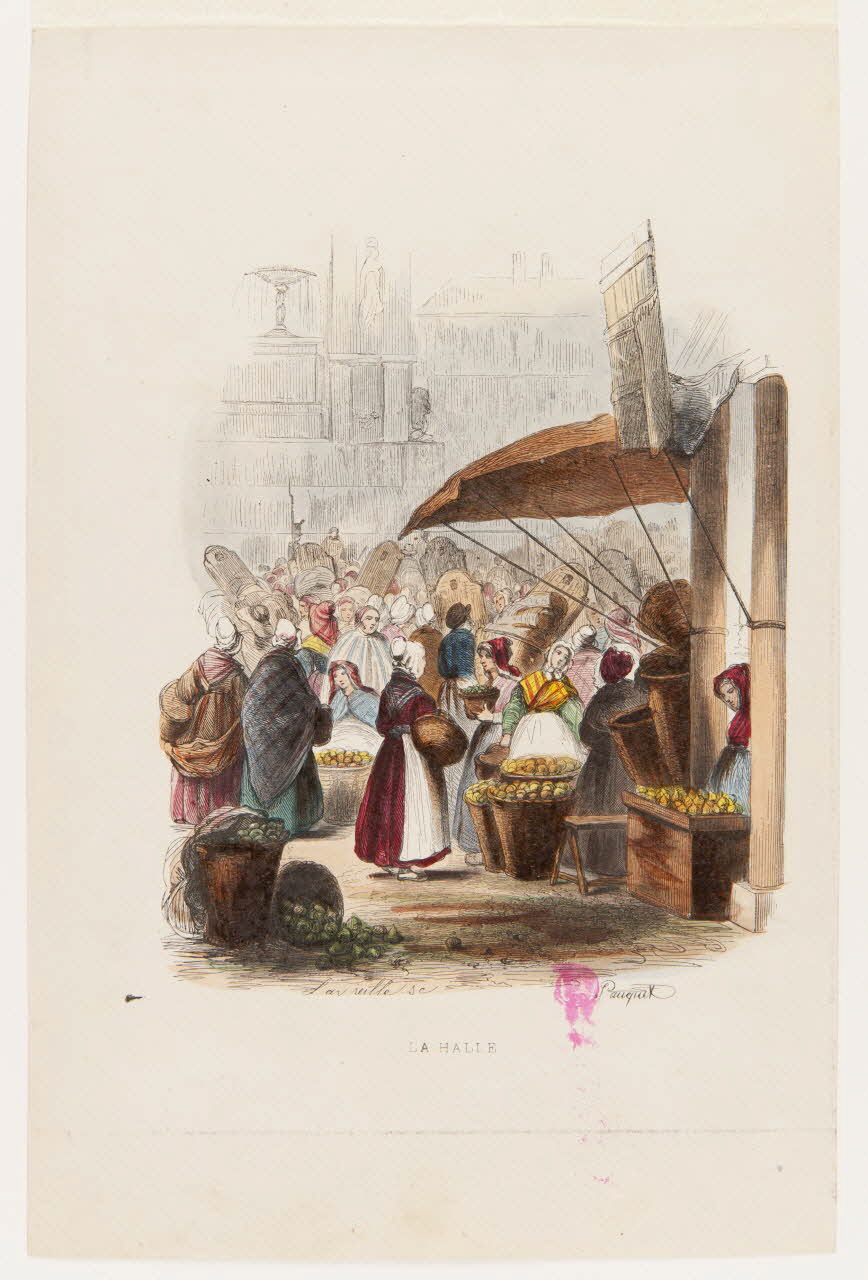 Lavieille Jacques Adrien ; Pauquet ; J. Ferrand partie d'un ensemble d'estampes LA HALLE Paris 1840-1842 1938.11.4 Photo