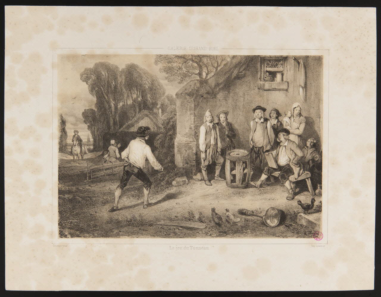Joseph Lemercier ; Decamps Alexandre Gabriel estampe Le jeu du Tonneau Paris 1830 1938.11.46 Photo
