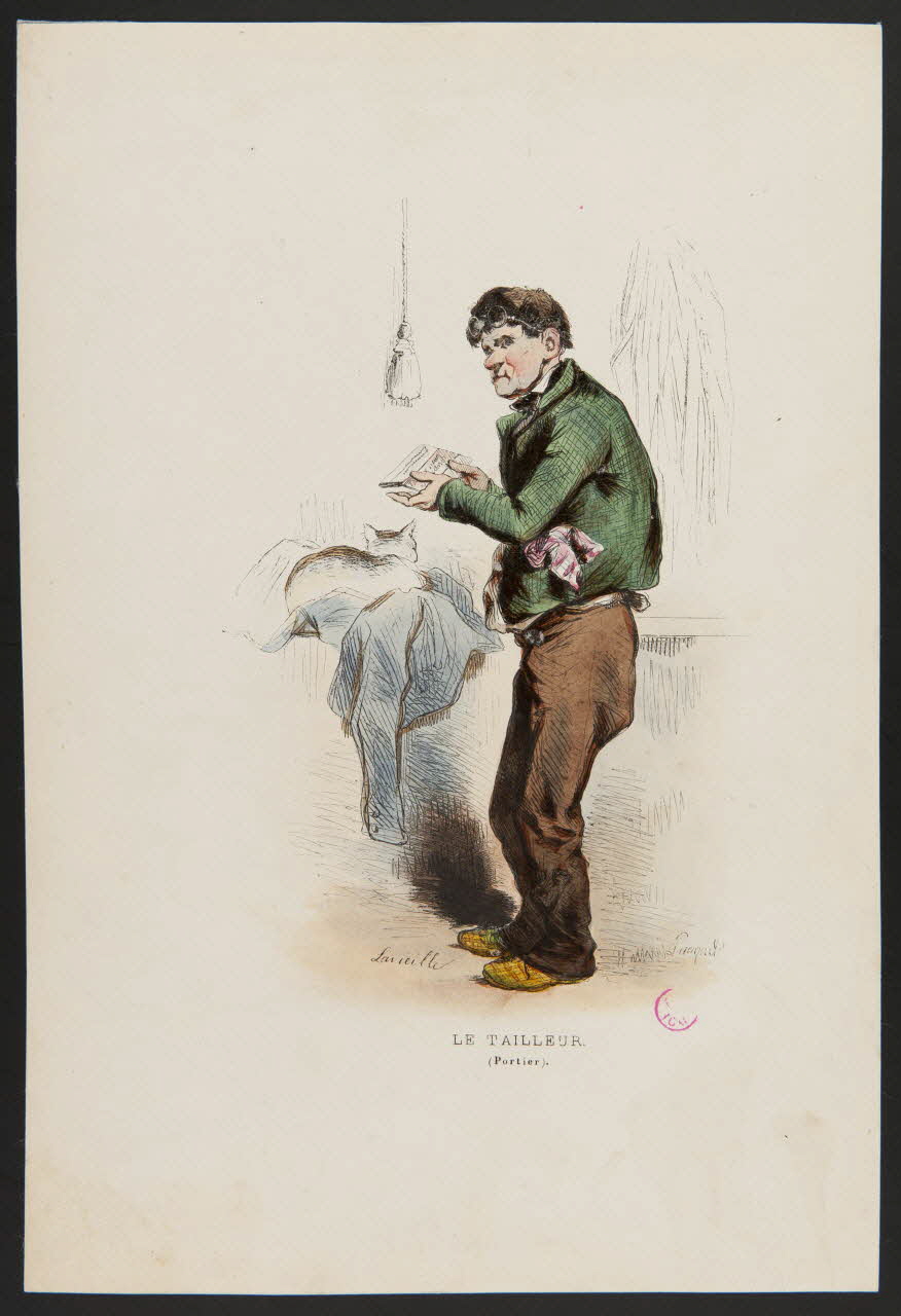 Lavieille Jacques Adrien ; Pauquet ; J. Ferrand partie d'un ensemble d'estampes LE TAILLEUR.  (Portier). Paris 1840-1842 1938.11.5 Photo