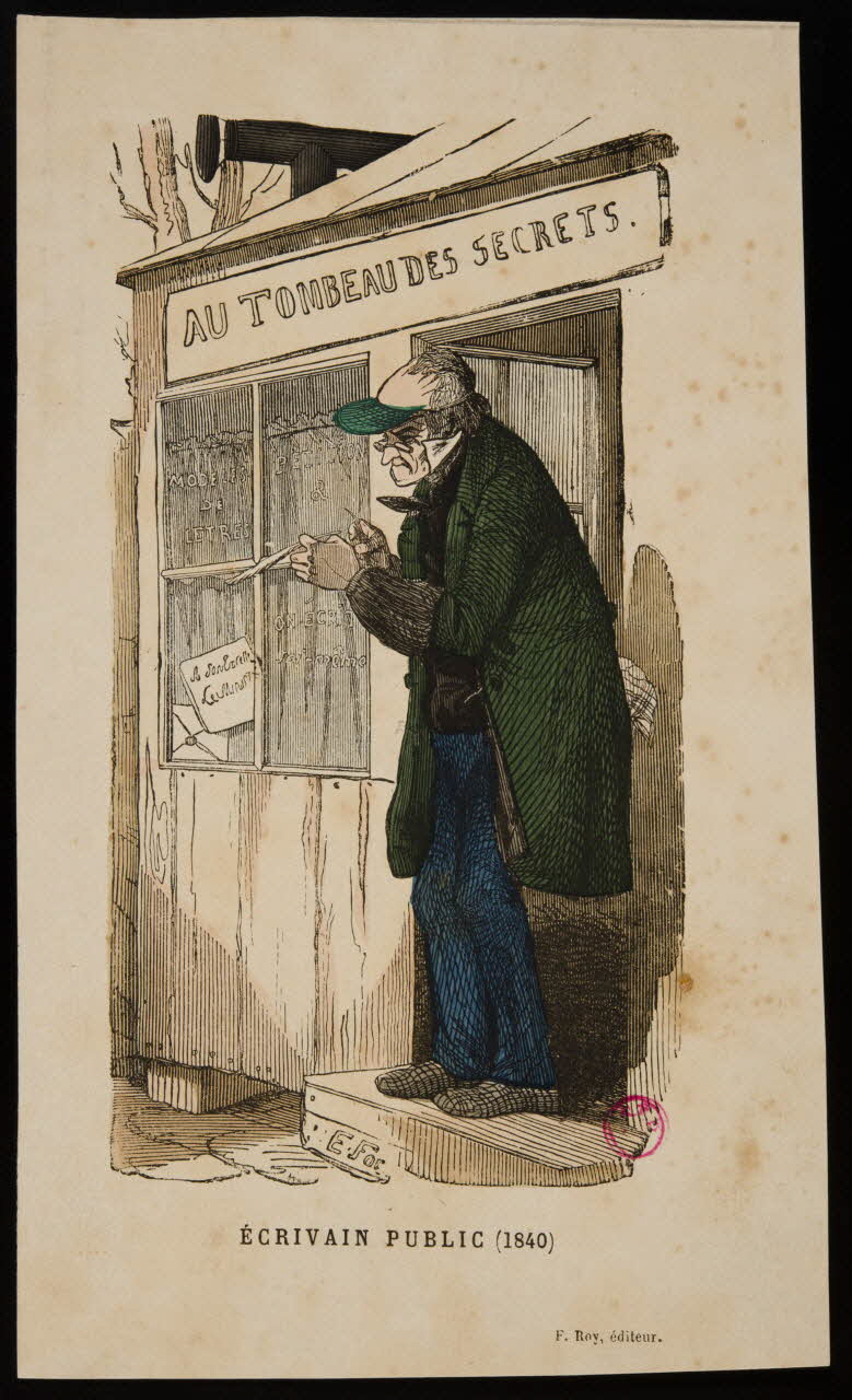 For. E. ; Adolphe Bayot ; Goupil ; Vibert estampe AU TOMBEAU DES SECRETS.  ECRIVAIN PUBLIC (1840) France 1835-1845 1938.11.50 Photo