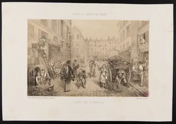 Yves estampe SCENES ET MOEURS DE PARIS  PARIS QUI S'EVEILLE Paris 1823-1887 1938.11.52  Photo