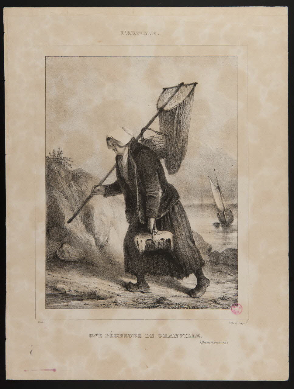 Georges J. Frey ; Guet Charlemagne Oscar partie d'un ensemble d'estampes UNE PECHEUSE DE GRANVILLE  (Basse Normandie) Paris 1833 1938.11.56 Photo