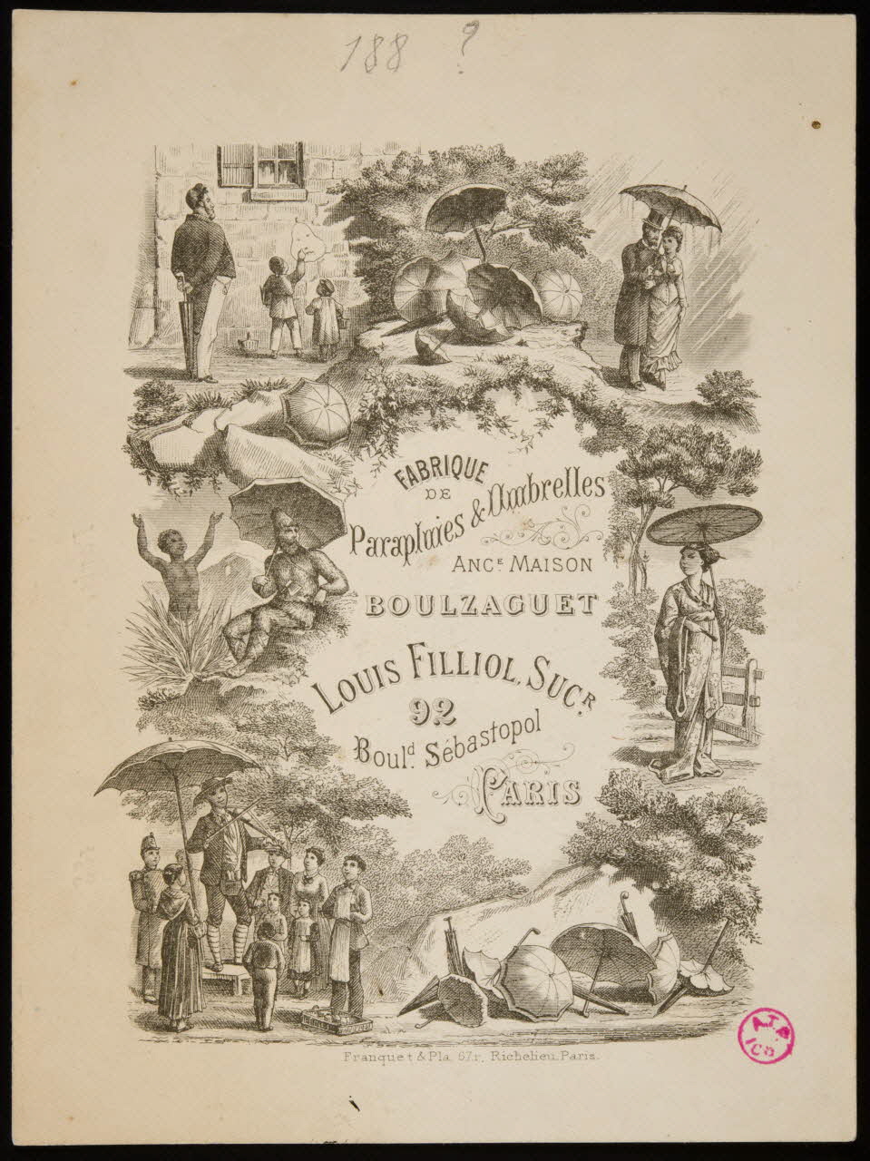 Franquet et Plat carte réclame chromo Paris 1880 1938.11.67 Photo