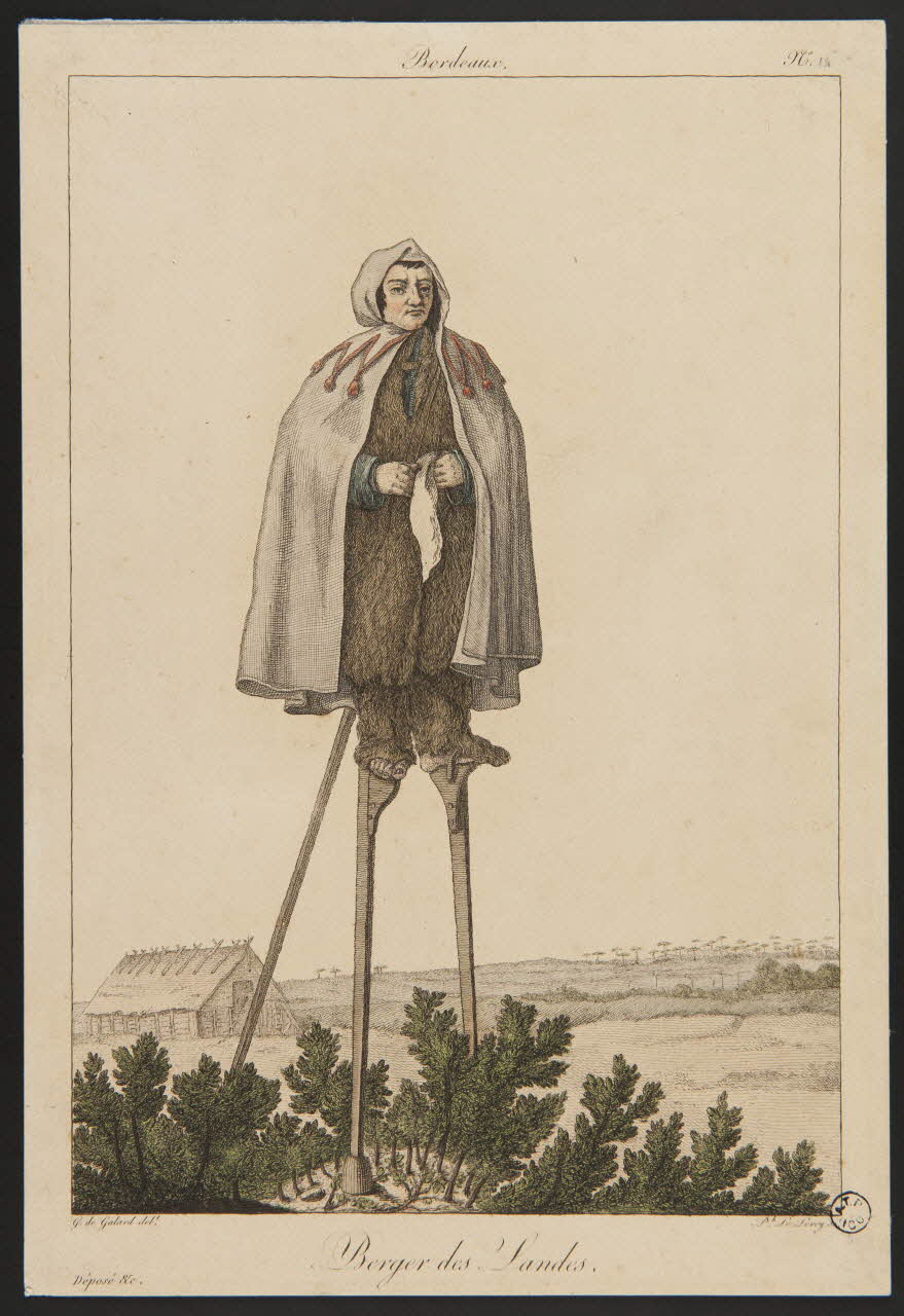 Le Roy Ph. ; Comte Gustave de Galard ; Pierre-Henri Charpentier estampe Berger des Landes. France 1818-1819 1938.11.96 Photo