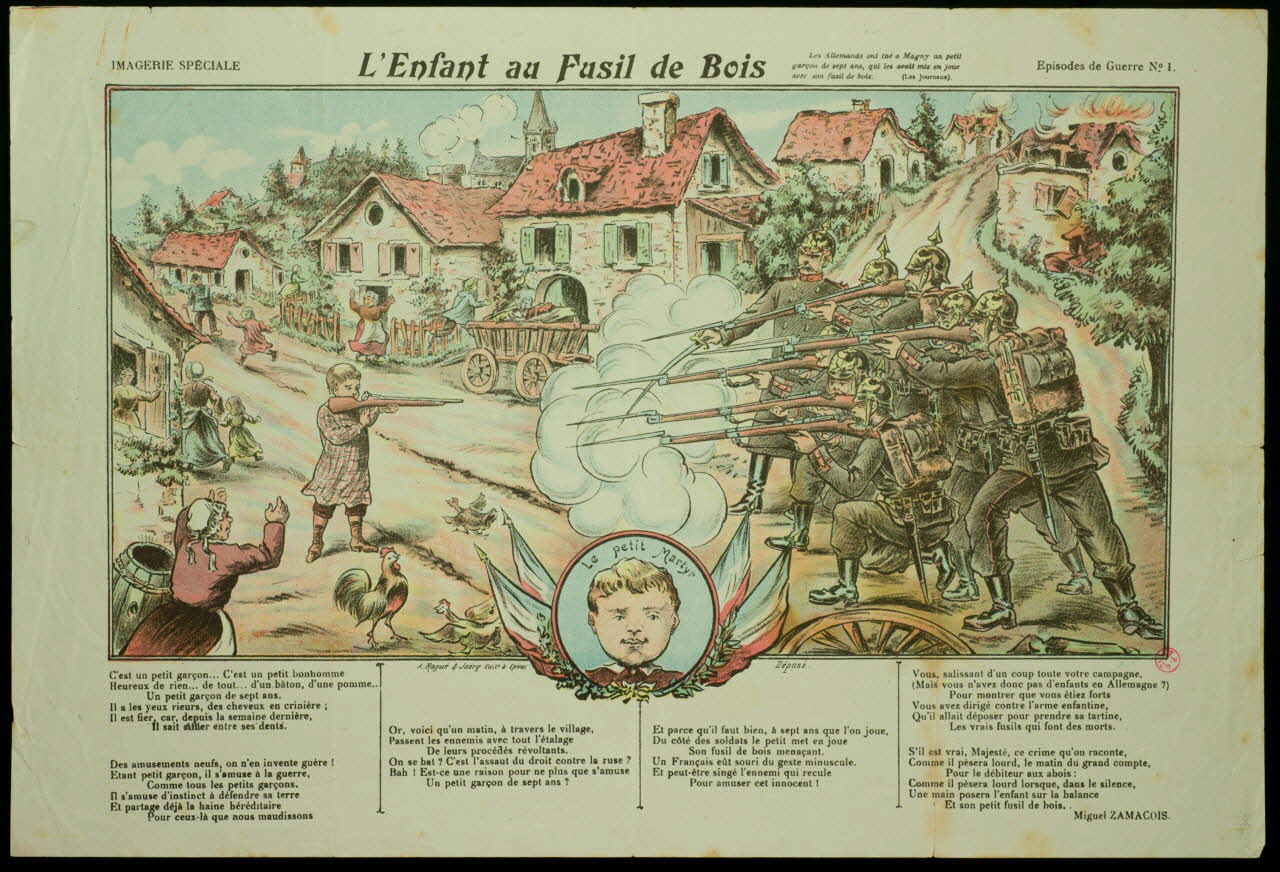 Rague et Joerg estampe L'Enfant au Fusil de Bois Lorraine, France 1870 1938.13.1 Photo