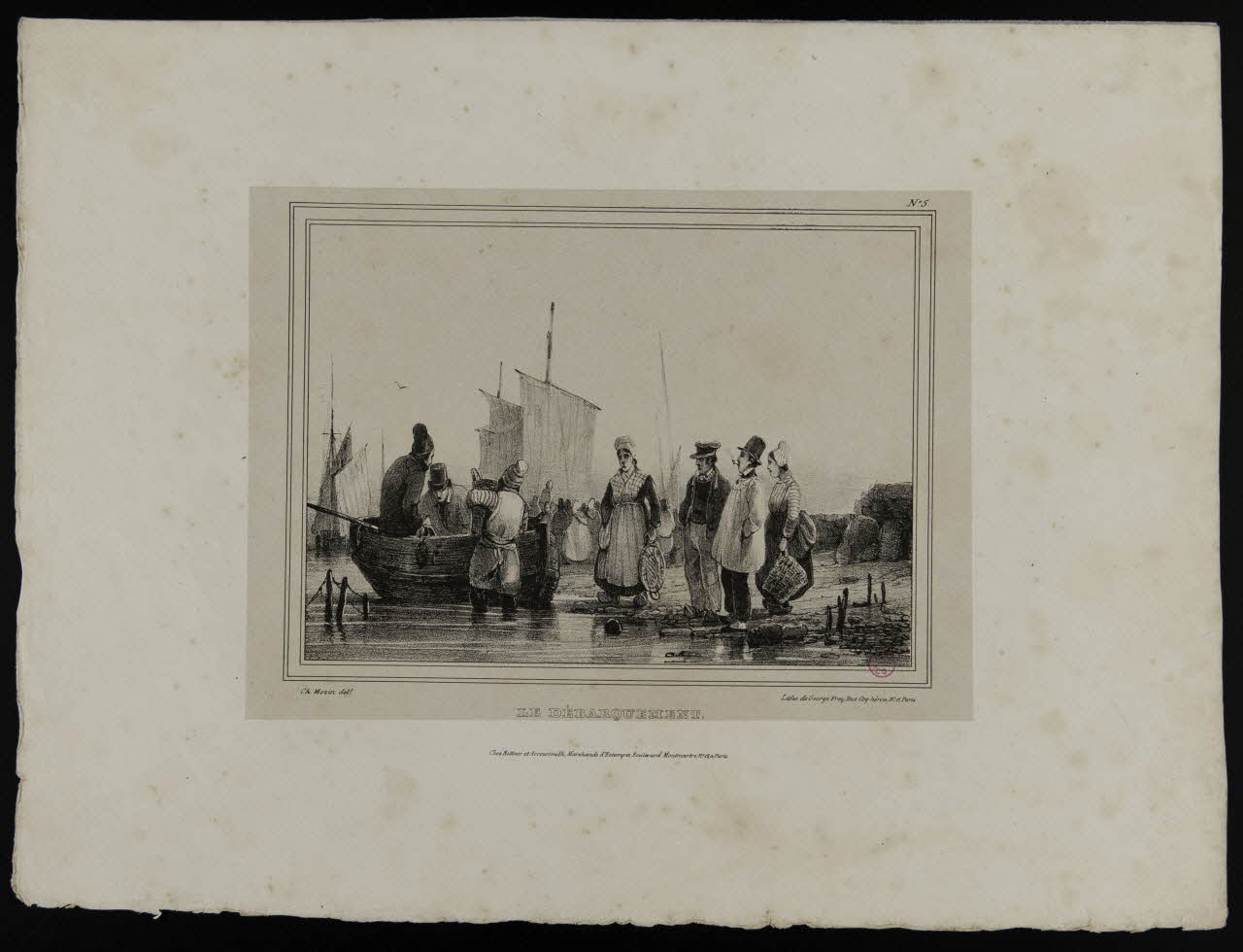 Mozin Charles Louis ; Georges J. Frey estampe LE DEBARQUEMENT. Paris 1824-1834 1938.14.10 Photo