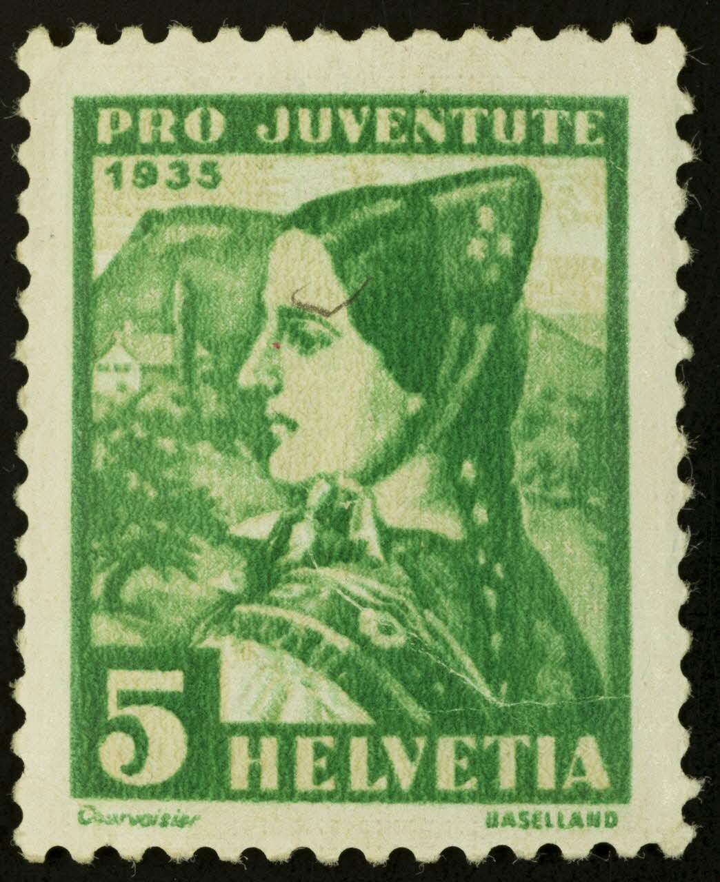 Courvoisier timbre PRO JUVENTUTE  HELVETIA  BASELLAND Suisse 1935 1938.16.20 Photo