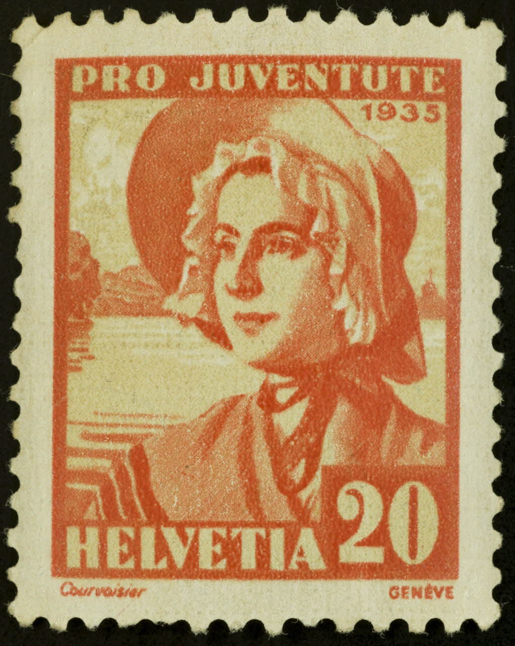 Courvoisier timbre PRO JUVENTUTE  HELVETIA  GENEVE Suisse 1935 1938.16.24 Photo
