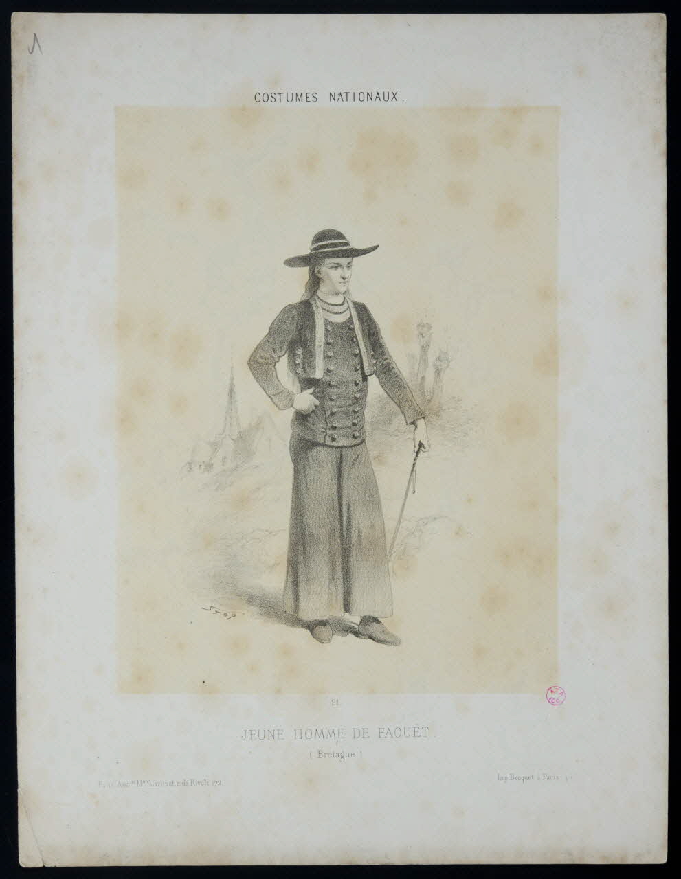 Louis Morel-Retz ; Ancienne Maison Martinet (éditeur, lib estampe JEUNE HOMME DE FAOUËT  (Bretagne) Paris 1899 1938.16.5 Photo