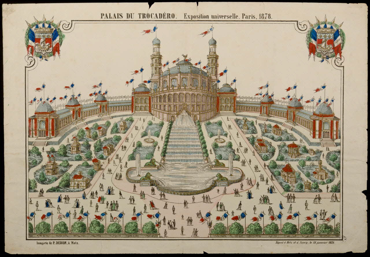 partie d'un ensemble d'estampes PALAIS DU TROCADERO. Exposition universelle. Paris, 1878. 1938.25.122 Photo (c) Mucem