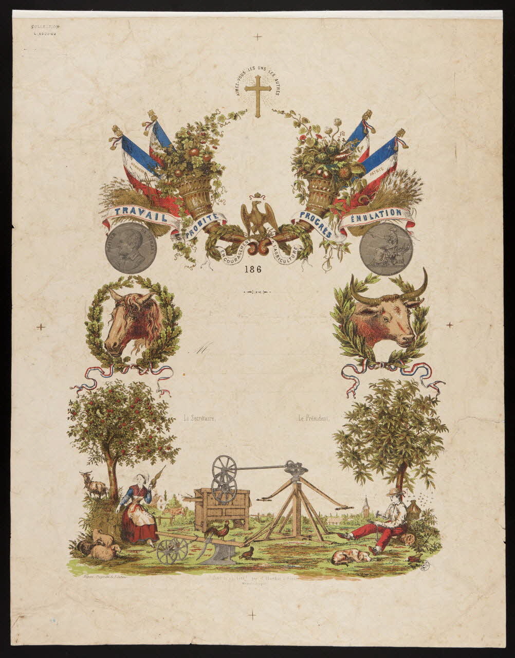 François, Charles Oberthür brevet ENCOURAGEMENT A L'AGRICULTURE Rennes 1860-1869 1938.25.124 Photo