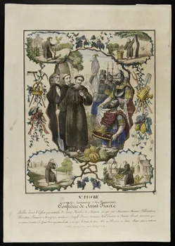 Albert ; Noël et Fournage image de confrérie ST FIACRE  Patron des Jardiniers et des Pépinieristes.  Confrérie de Saint-Fiacre Meaux 1860 1938.25.127 Photo