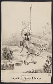 Morisseau E. estampe Qué qui va la ?...  Compatriotes, Légion de la Banlieue Paris 1825-1836 1938.25.146 Photo