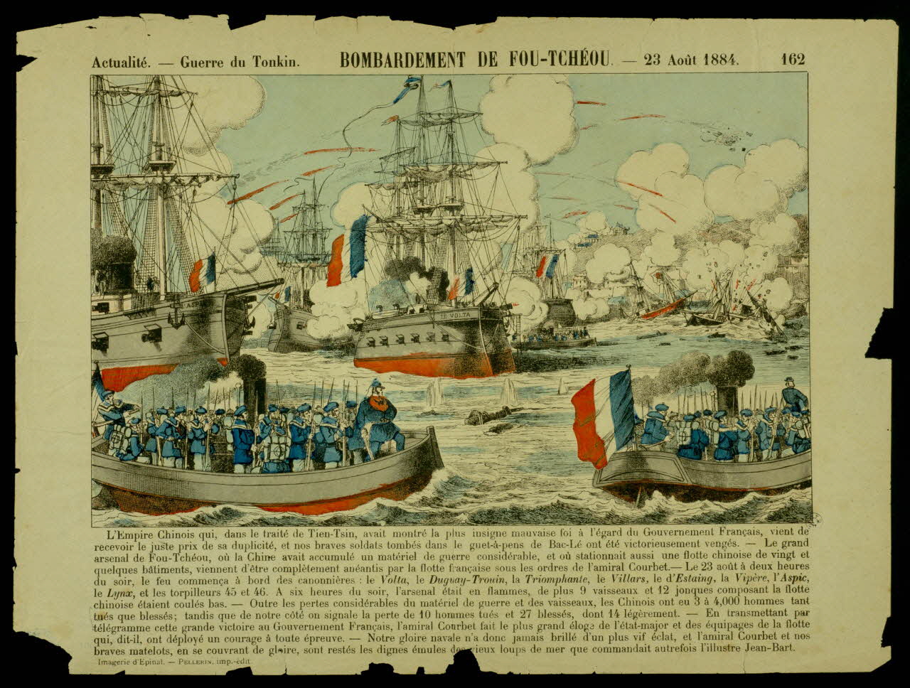 Pellerin estampe Actualité. - Guerre du Tonkin. BOMBARDEMENT DE FOU-TCHEOU. - 23 Août 1884. Lorraine, France 1884-1938 1938.25.24 Photo