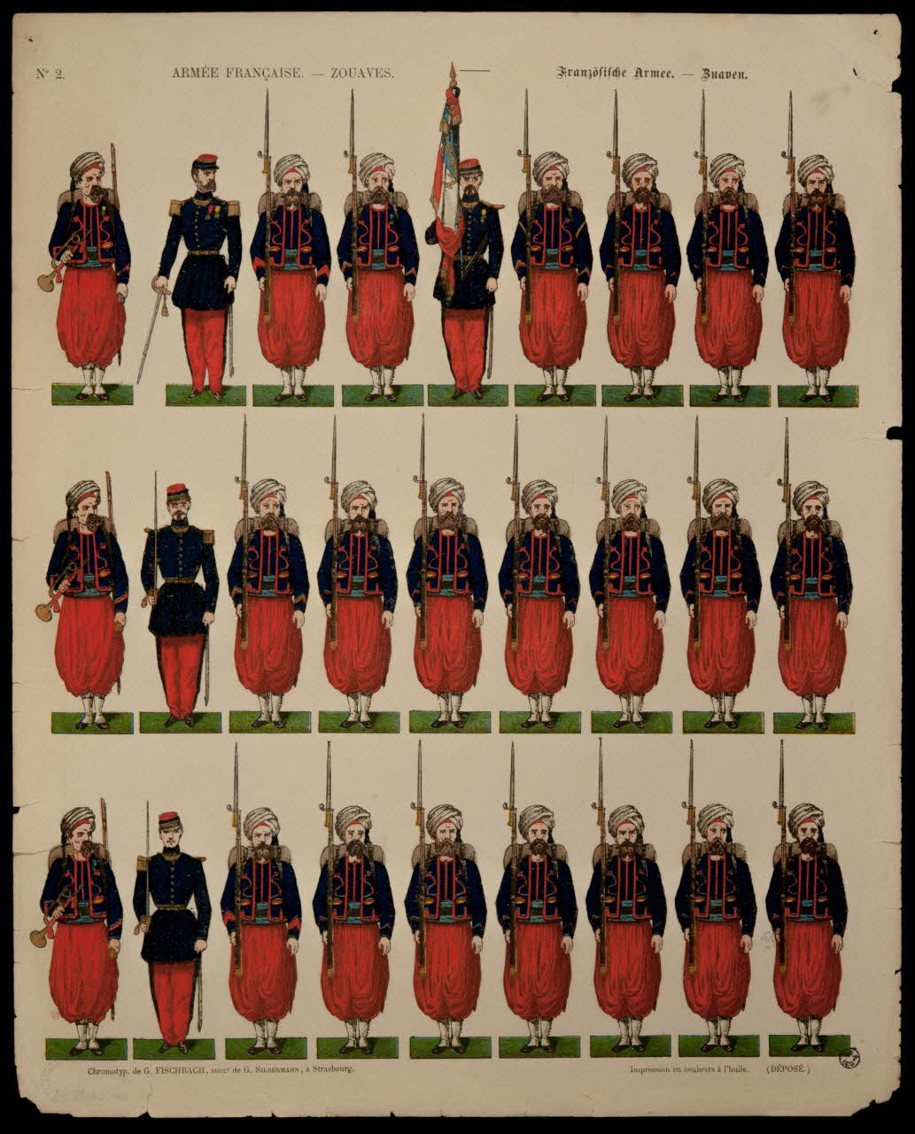 Fischbach Gustave suite de figures (9x3) ARMEE FRANCAISE. - ZOUAVES. Alsace, France 1872-1881 1938.25.28 Photo