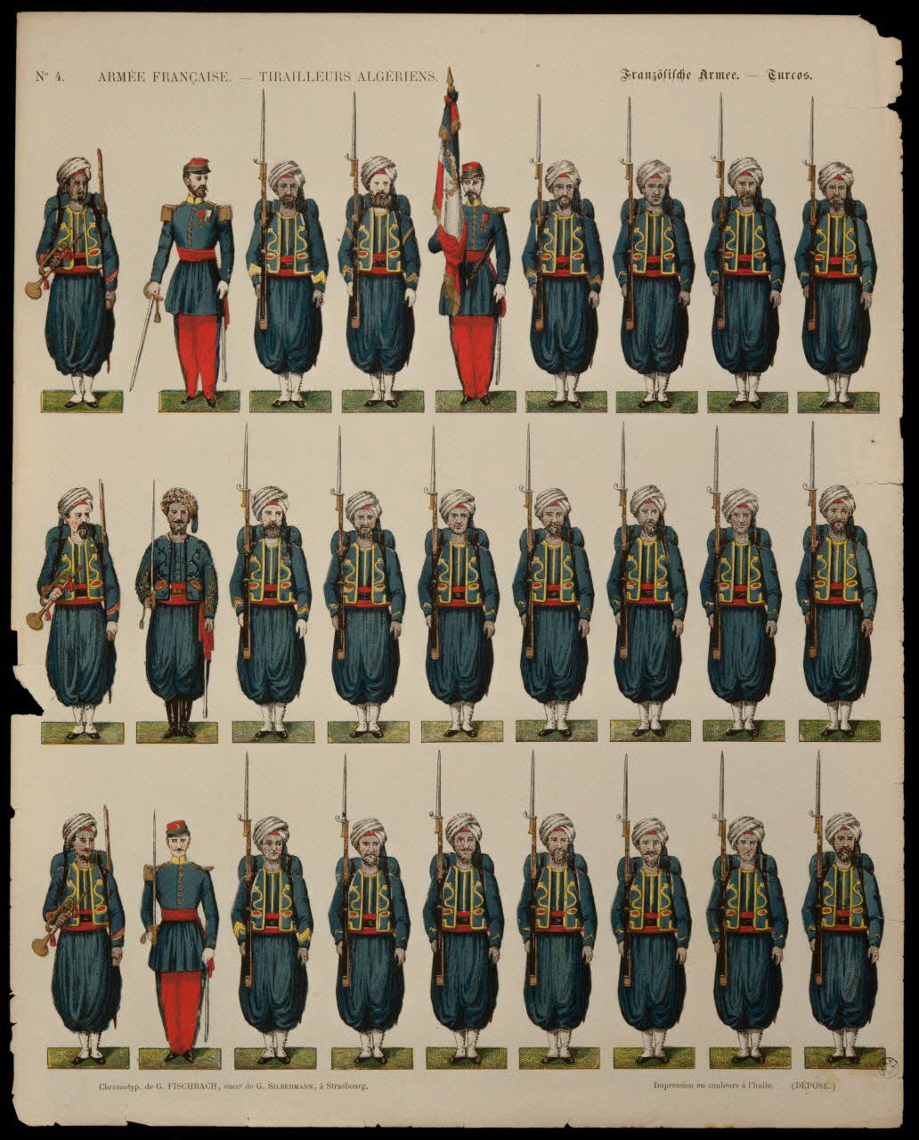 Fischbach Gustave suite de figures (9x3) ARMEE FRANCAISE. - TIRAILLEURS ALGERIENS. Alsace, France 1872-1881 1938.25.29 Photo