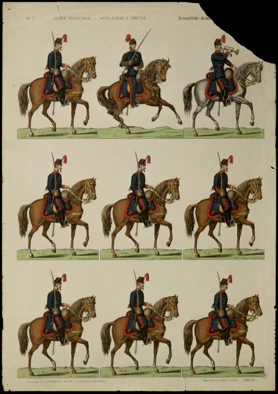 Fischbach Gustave suite de figures (3x3) ARMEE FRANCAISE. - ARTILLERIE A CHEVAL Alsace, France 1872-1881 1938.25.34 Photo