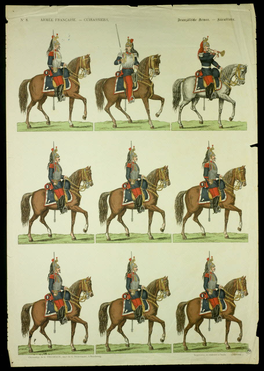 Fischbach Gustave suite de figures (3x3) ARMEE FRANCAISE. - CUIRASSIERS. FRANZOSISCHE ARMEE. - KURASSIERE Alsace, France 1872-1881 1938.25.35 Photo