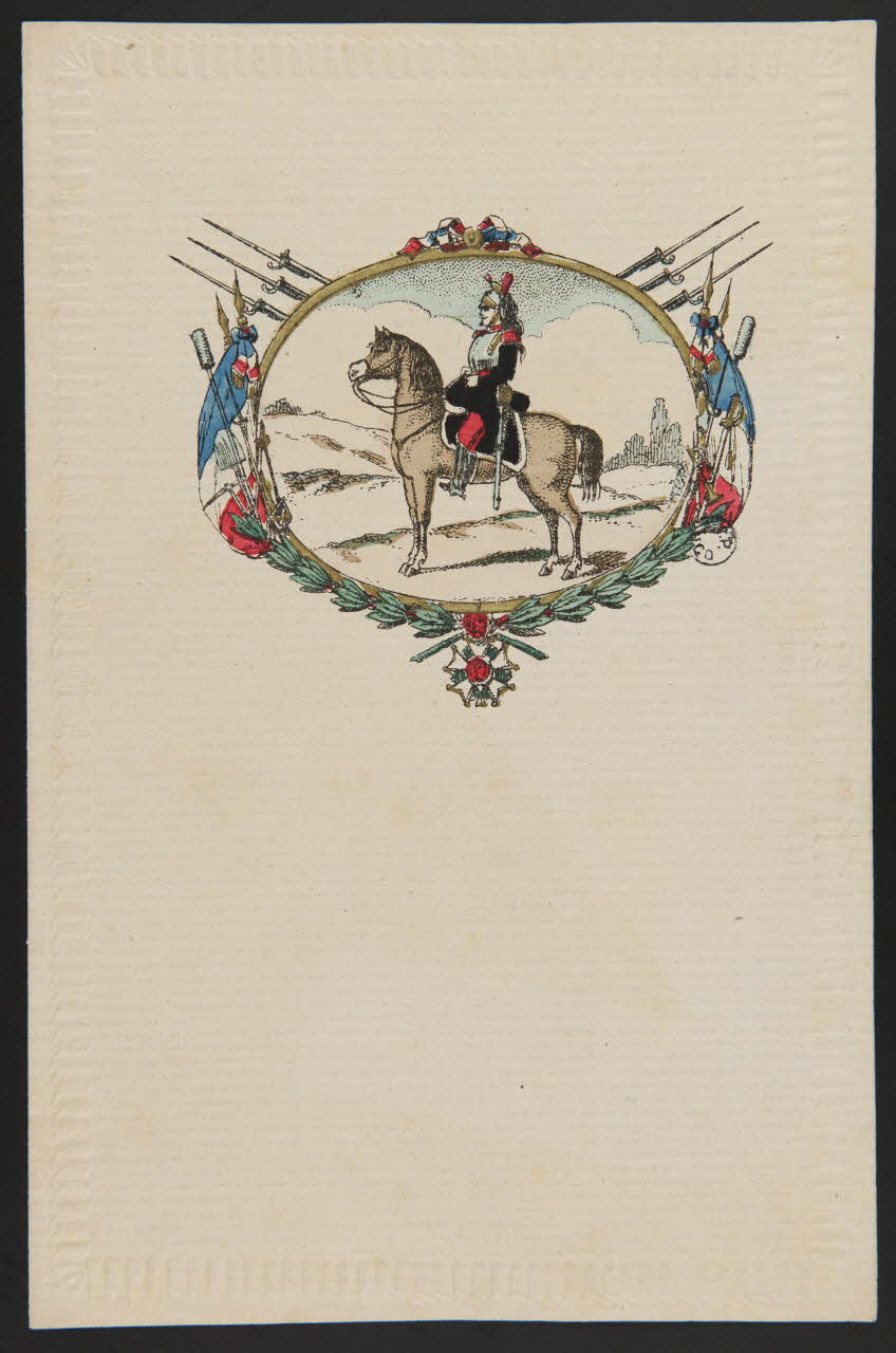 papier à lettre Papier à lettre orné d'un médaillon représentant un militaire à cheval France 1850-1938 1938.25.50 Photo