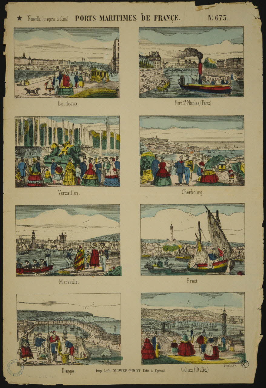 Jean-Charles Olivier-Pinot ; François-Charles Pinot suite de scènes (2x4) PORTS MARITIMES DE FRANCE. Lorraine, France 1875-1888 1938.25.64 Photo