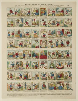 Léonce Schérer ; Charles Thomas ; Guérin-Muller et Cie (librair suite de figures (8x8) NOUVELLE LOTERIE DES JEUX DE L'ENFANCE. Metz 1865-1872 1938.25.68 Photo