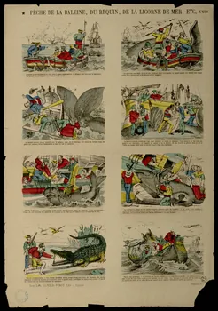 Jean-Charles Olivier-Pinot ; François-Charles Pinot suite de scènes (2x4) PECHE DE LA BALEINE, DU REQUIN, DE LA LICORNE DE MER, ETC. Lorraine, France 1875-1888 1938.25.76 Photo