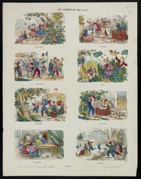 suite de scènes (2x4) LES SAISONS ET LES AGES. 1938.25.81 Photo