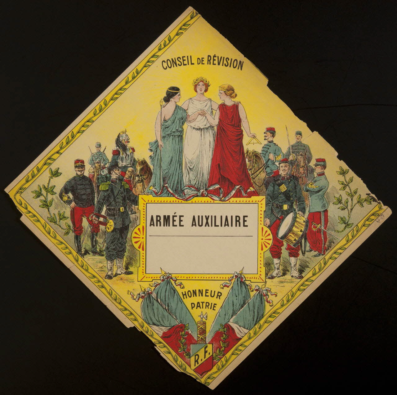 numéro de conscrit CONSEIL DE REVISION  ARMEE AUXILIAIRE  HONNEUR  PATRIE France 1938 1938.27.33 Photo