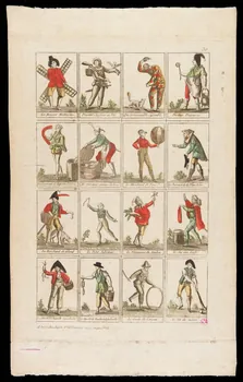 imagerie ancienne Différentes figures : Pierrot, Arlequin, petit saboteur, meunier, etc. 1938.6.101 Photo