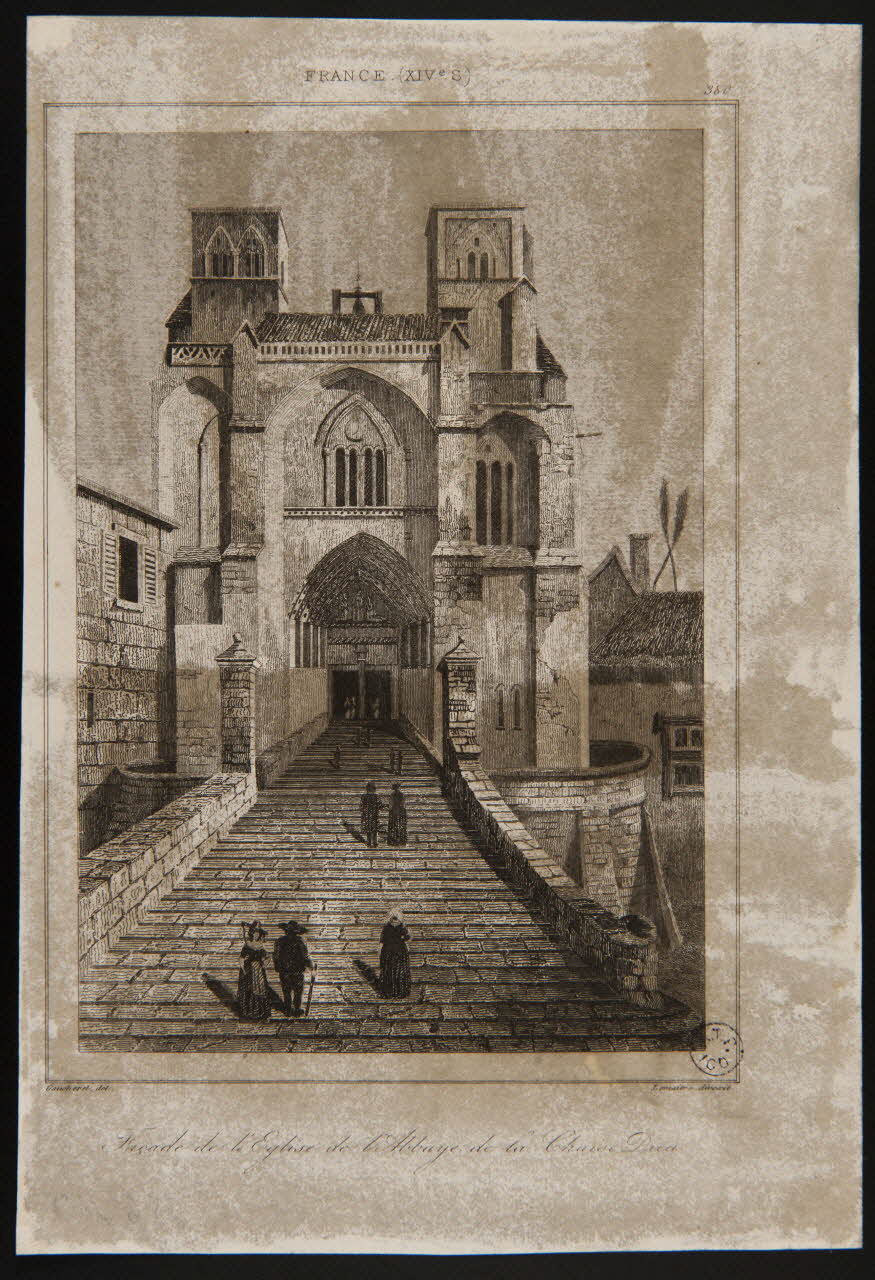 Gaucherel Léon ; Tessier Alexandre (imprimeur, libraire, édi estampe FRANCE (XIVE S.)  Façade de l'Eglise de l'Abbaye de la Chaise Dieu Paris 1837-1870 1938.6.110 Photo