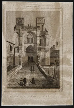 Gaucherel Léon ; Tessier Alexandre (imprimeur, libraire, édi estampe FRANCE (XIVE S.)  Façade de l'Eglise de l'Abbaye de la Chaise Dieu Paris 1837-1870 1938.6.110  Photo