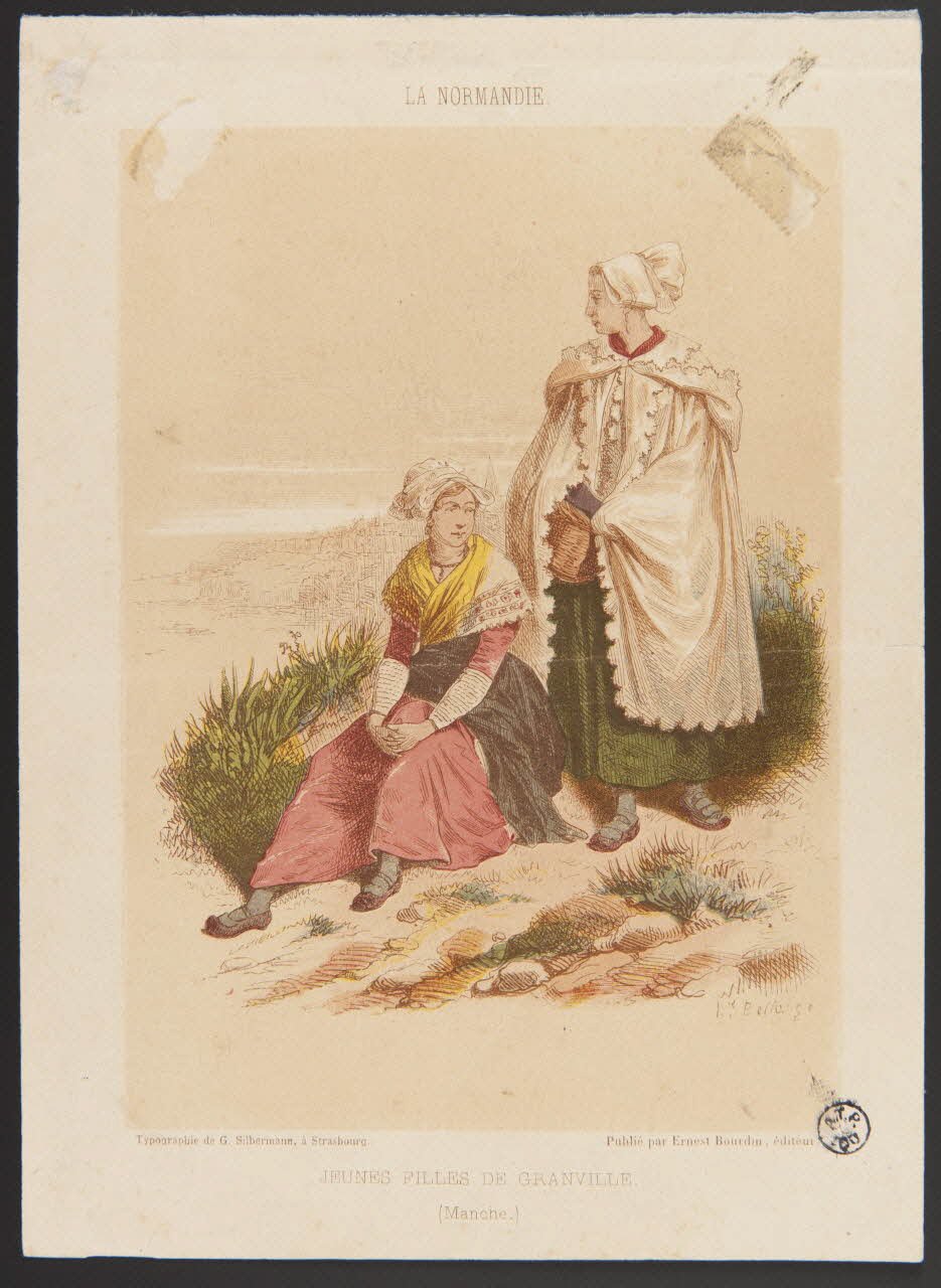 Lavieille Jacques Adrien ; Hippolyte Bellangé ; Henri Rodolphe Gustave Silberman estampe LA NORMANDIE.  JEUNES FILLES DE GRANVILLE.  (MANCHE) Alsace, France 1843 1938.6.111 Photo