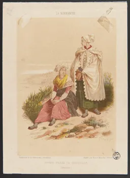 Lavieille Jacques Adrien ; Hippolyte Bellangé ; Henri Rodolphe Gustave Silberman estampe LA NORMANDIE.  JEUNES FILLES DE GRANVILLE.  (MANCHE) Alsace, France 1843 1938.6.111 Photo