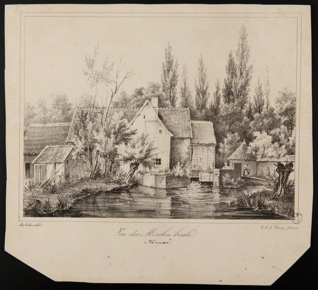 Thierry ; Galot Théodore Alphonse estampe Vue du Moulin brulé  à Morancez 1837 1938.6.112 Photo