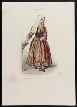 Moine ; Ancienne Maison Aubert partie d'un ensemble d'estampes FEMME DES ENVIRONS DE MORLAIX Paris 1850-1863 1938.6.14 Photo