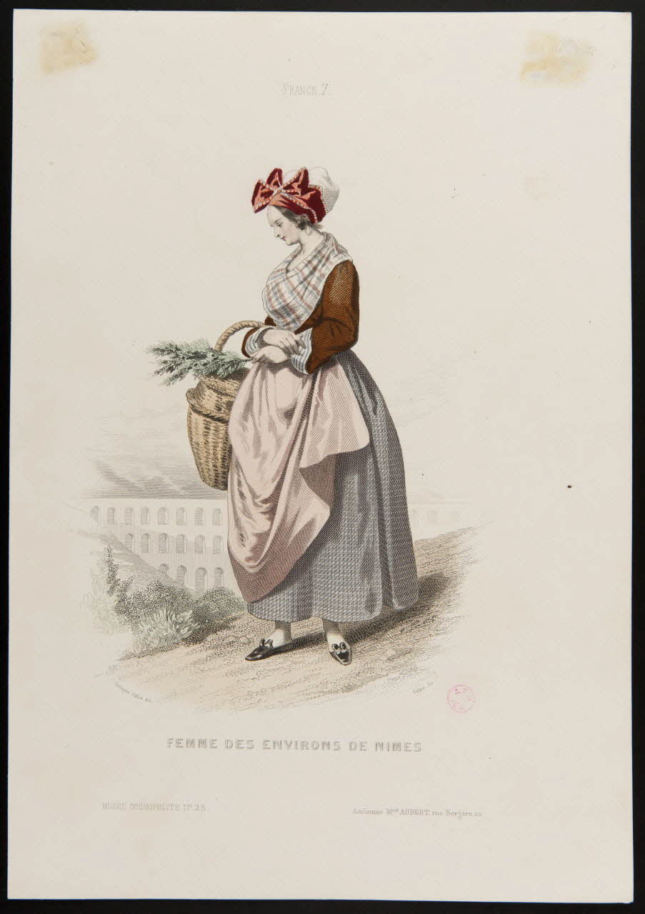 Pierre-Antoine Pelée ; François Claudius Compte-Calix ; Moine (imprimeur partie d'un ensemble d'estampes FEMME DES ENVIRONS DE NIMES Paris 1850-1863 1938.6.28 Photo