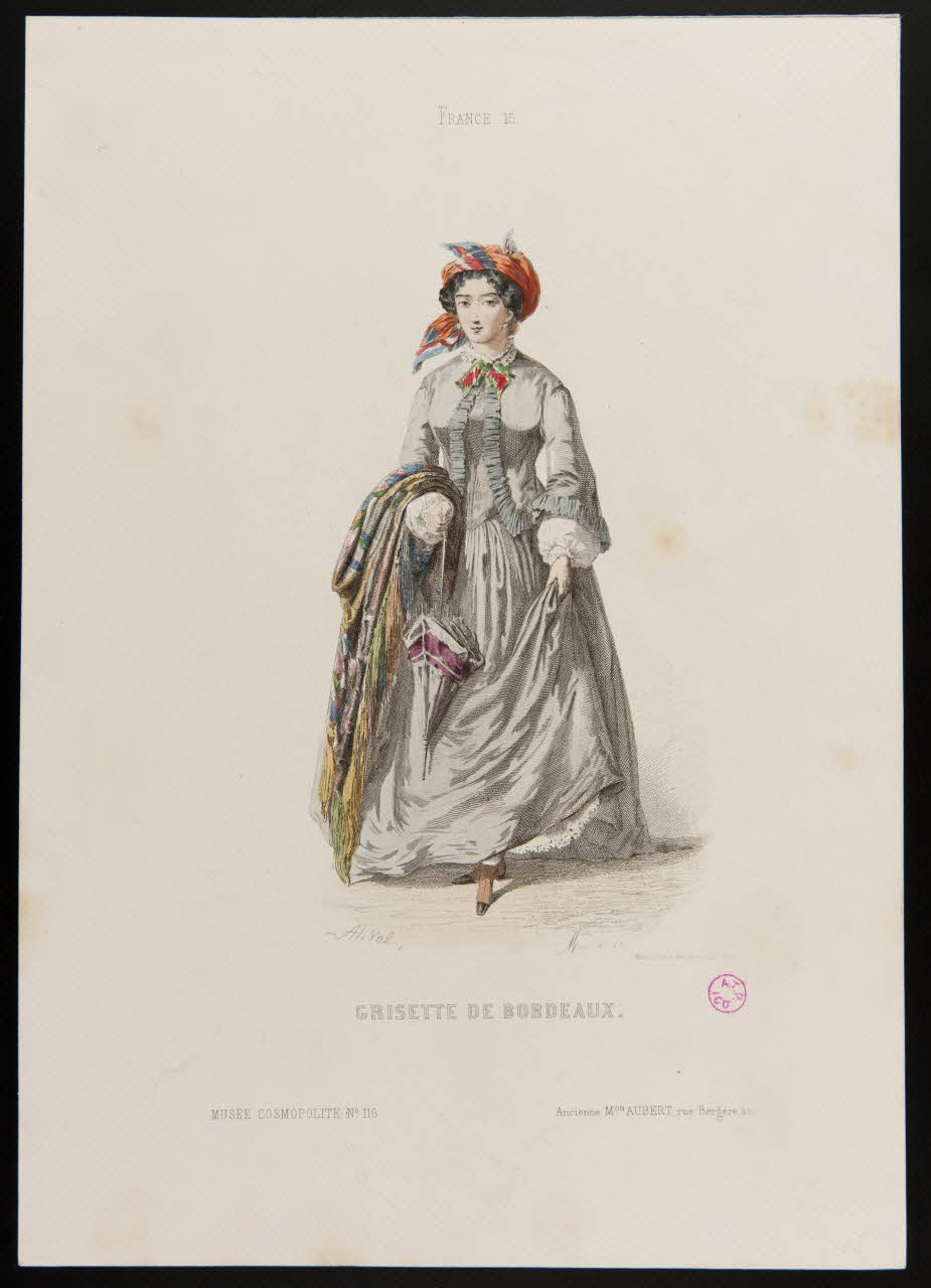 Monnin ; Al. Val. ; Moine ; Ancienne Maison Aubert partie d'un ensemble d'estampes GRISETTE DE BORDEAUX. Paris 1850-1863 1938.6.30 Photo