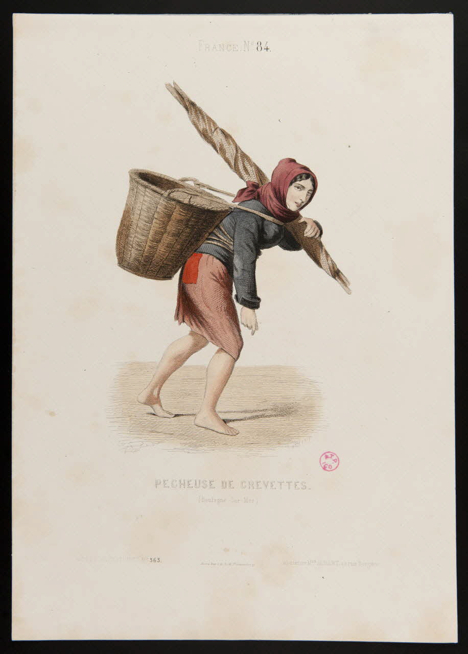 Geoffroy ; Maurice C. ; Moine ; Ancienne Maison Aubert partie d'un ensemble d'estampes PECHEUSE DE CREVETTES. Paris 1850-1863 1938.6.40 Photo