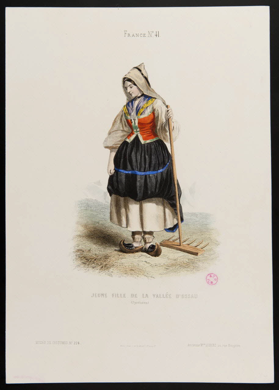 Guerdet Laurent François ; Moine ; Ancienne Maison Aubert partie d'un ensemble d'estampes JEUNE FILLE DE LA VALLEE D'OSSAU Paris 1850-1863 1938.6.46 Photo