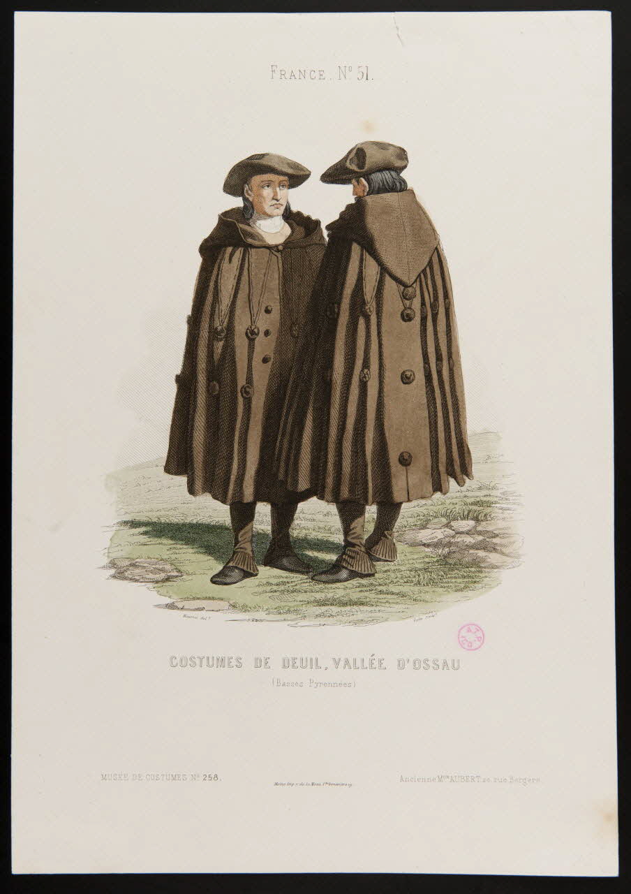 Gaite ; Maurice C. ; Moine ; Ancienne Maison Aubert partie d'un ensemble d'estampes COSTUMES DE DEUIL, VALLEE D'OSSAU Paris 1850-1863 1938.6.50 Photo